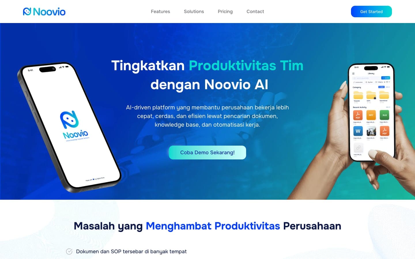 Landing page Noovio AI